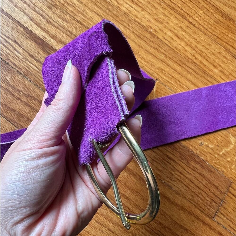 80s 90s Vintage Purple Suede Wide Belt Plus Size 43-47" - Picture 3 of 5